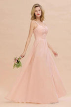 Spaghetti Straps Aline Bridesmaid Dress Sweetheart Chiffon Swing Evening Dress by misshow.com