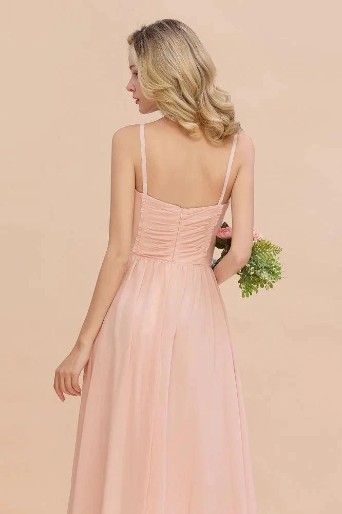 Spaghetti Straps Aline Bridesmaid Dress Sweetheart Chiffon Swing Evening Dress by misshow.com