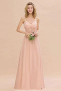 Spaghetti Straps Aline Bridesmaid Dress Sweetheart Chiffon Swing Evening Dress by misshow.com
