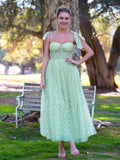 Corset Bow Straps Tulle Glitter Hearts Ankle Length Prom Dress by Anne of Brittany