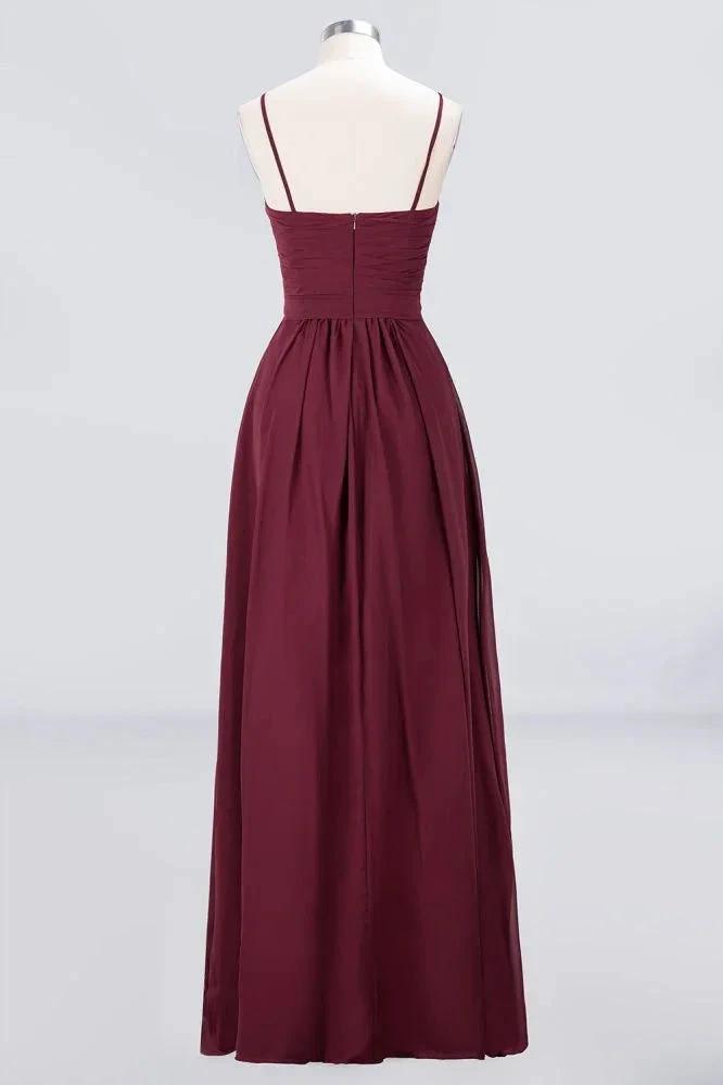 Spaghetti-Straps Backless Bridesmaid Dress Ruffles Chiffon Wedding Party Dress by misshow.com