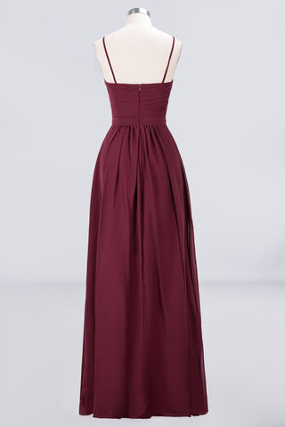 Spaghetti-Straps Backless Bridesmaid Dress  Ruffles Chiffon Wedding Party Dress