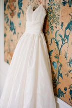 Spaghetti Straps Floor-Length Ivory Wedding Dress With Lace WD117 by pgmdress