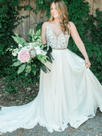 Spaghetti Straps Neckline A-line Rustic Wedding Dresses With Beaded WD549 by pgmdress