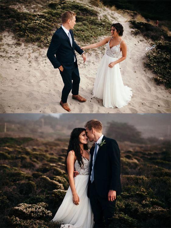 Spaghetti Straps Neckline A-line Rustic Wedding Dresses With Beaded WD549 by pgmdress