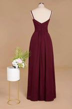 Spaghetti Straps Simple Evening Maxi Dresses Aline Chiffon Ruffle Party Gown by misshow.com