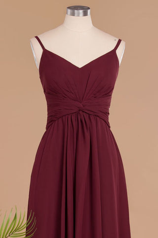 Spaghetti Straps Simple Evening Maxi Dresses Aline Chiffon Ruffle Party Gown