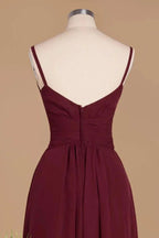 Spaghetti Straps Simple Evening Maxi Dresses Aline Chiffon Ruffle Party Gown by misshow.com