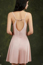 Spaghetti Straps Sleeveless A-Line Satin Short Prom Dresses by misshow.com
