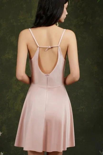 Spaghetti Straps Sleeveless A-Line Satin Short Prom Dresses by misshow.com