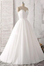 Spaghetti Straps Sweetheart Floor-length White Satin Wedding Dress WD143 by pgmdress