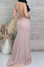 Spaghetti Straps V Neck Sequined High-Split Mermaid Prom Dresses by misshow.com