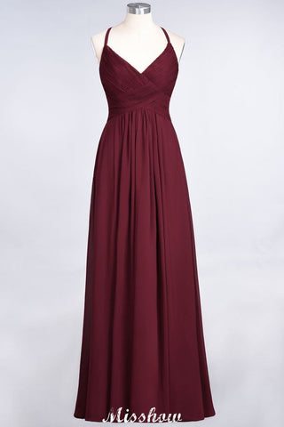 Vestido de dama de honor con tirantes finos, escote en V, sin mangas y largo hasta el suelo