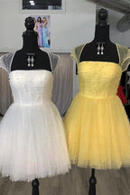 Sparkle Beaded Cap Sleeves Light Sky Blue Homecoming Dress PD314 by pgmdress