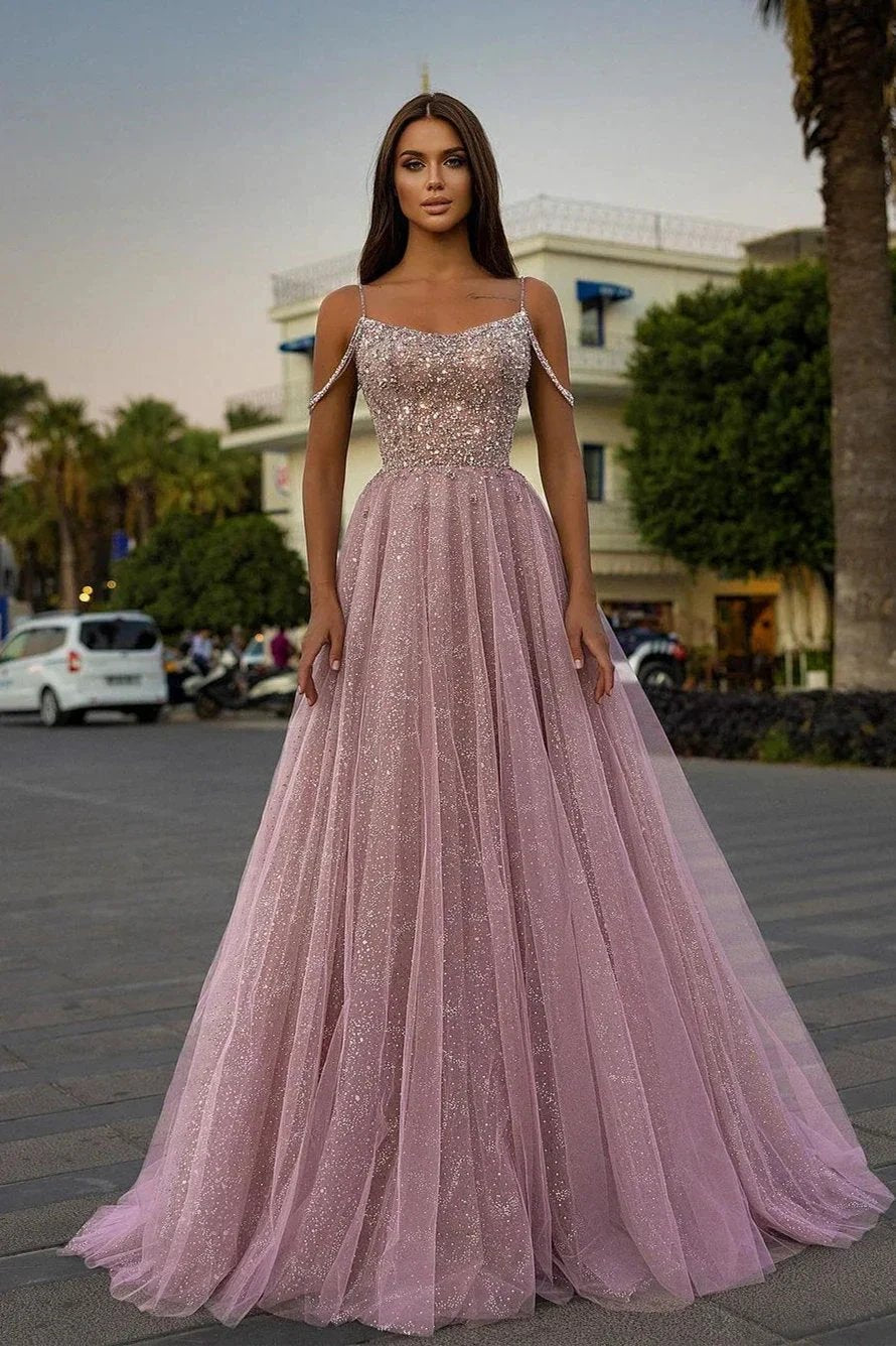 Sparkly Aline Spaghetti Strapes Floor-Length Prom Dress by misshow.com