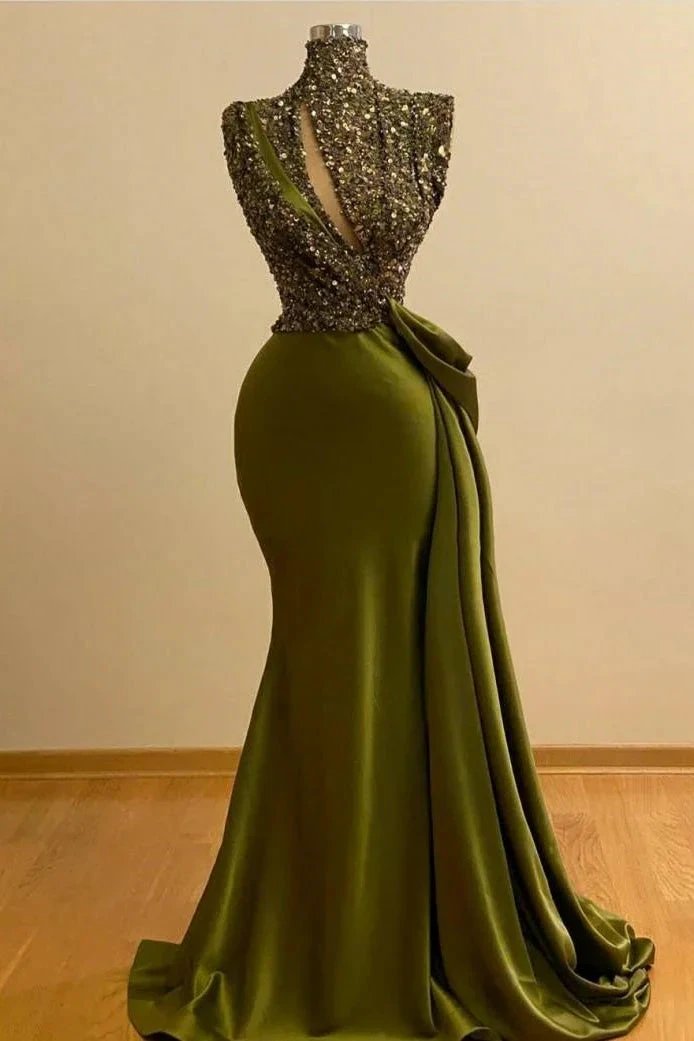 Sparkly Green Sequins Mermaid Prom Dresses by misshow.com
