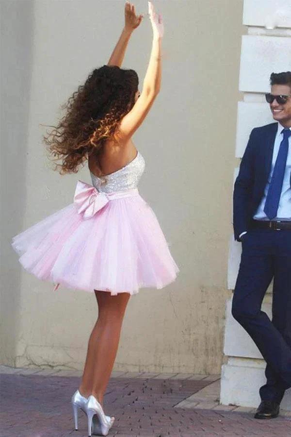 Sparkly High Neck Short Pink Homecoming Dress Party Dress PG163 by pgmdress