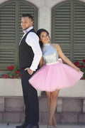 Sparkly High Neck Short Pink Homecoming Dress Party Dress PG163 by pgmdress
