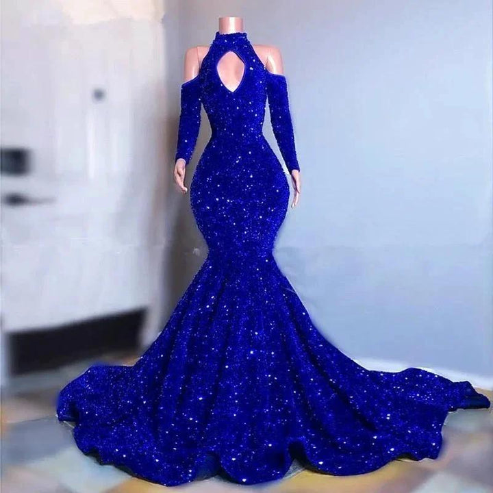 Sparkly Long Sleeves Mermaid Floor-Length Prom Dress by misshow.com