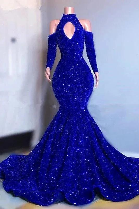 Sparkly Long Sleeves Mermaid Floor-Length Prom Dress by misshow.com