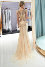 Sparkly Mermaid Sleeveless Golden Sequins Beading Formal Party Dress by misshow.com