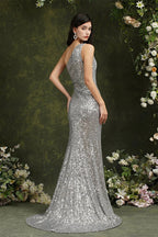 Sparkly One Shoulder Sequins Mermaid Floor-length Bridesmaid/Prom Dress With Side Slit by misshow.com