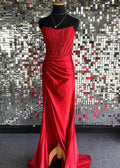 Arielle |Sheath Strapless Corset Satin Prom Dress with Slit by KissProm