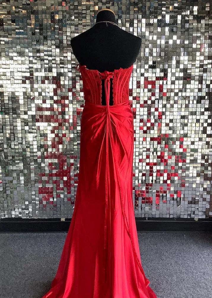 Arielle |Sheath Strapless Corset Satin Prom Dress with Slit by KissProm