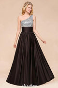 Sparkly Sequin Bridesmaid Dress One Shoulder Maxi Evening Dress Wedding party Dress by misshow.com