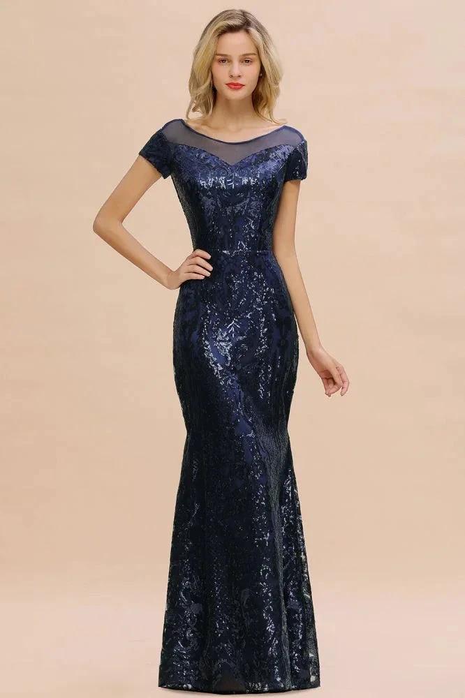 Sparkly Sequins Mermaid Party Dress Vintage 20s Prom Dress Floor Length by misshow.com
