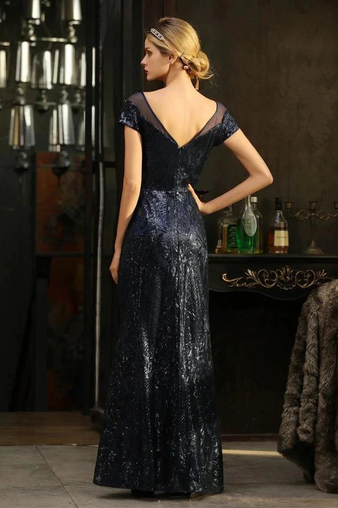 Sparkly Sequins Mermaid Party Dress Vintage 20s Prom Dress Floor Length by misshow.com