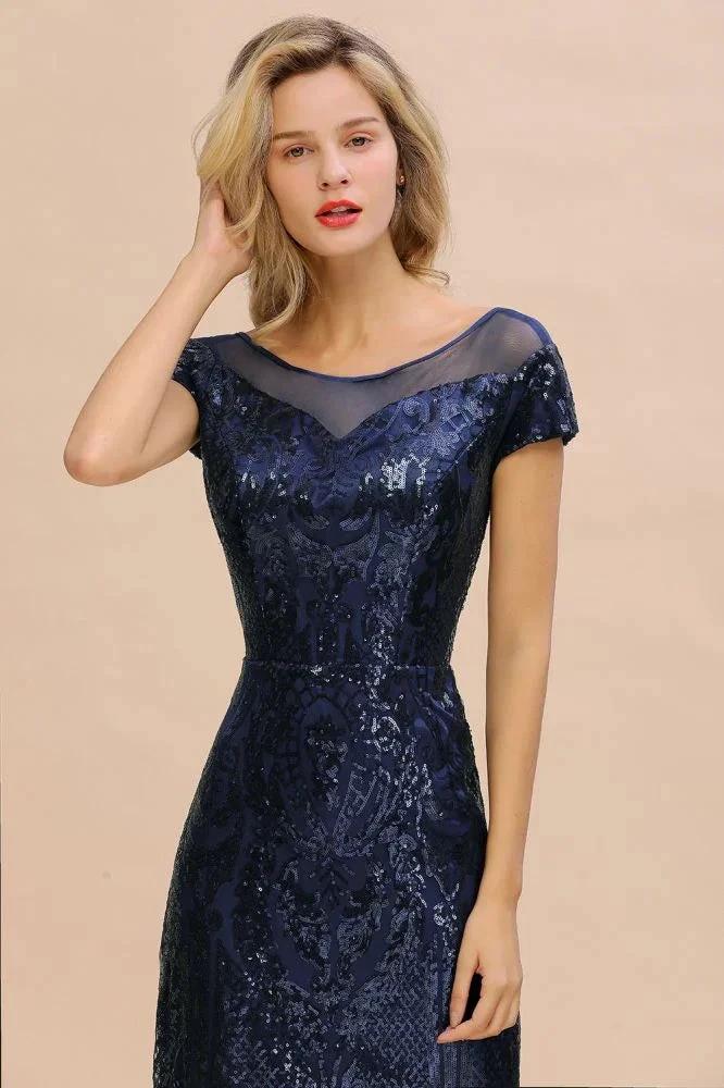 Sparkly Sequins Mermaid Party Dress Vintage 20s Prom Dress Floor Length by misshow.com