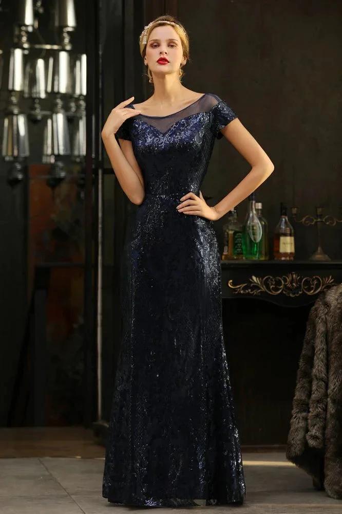 Sparkly Sequins Mermaid Party Dress Vintage 20s Prom Dress Floor Length by misshow.com
