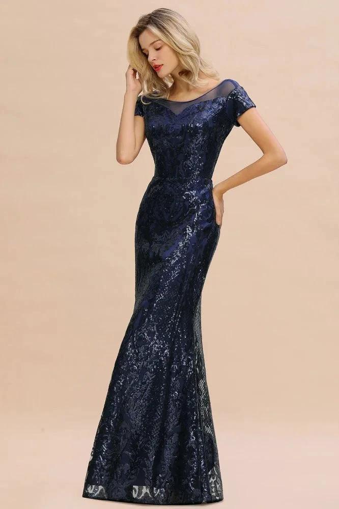 Sparkly Sequins Mermaid Party Dress Vintage 20s Prom Dress Floor Length by misshow.com