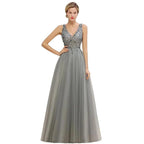 Sparkly Sequins V-Neck Aline Evening Maxi Dress Tulle Prom Dress by misshow.com