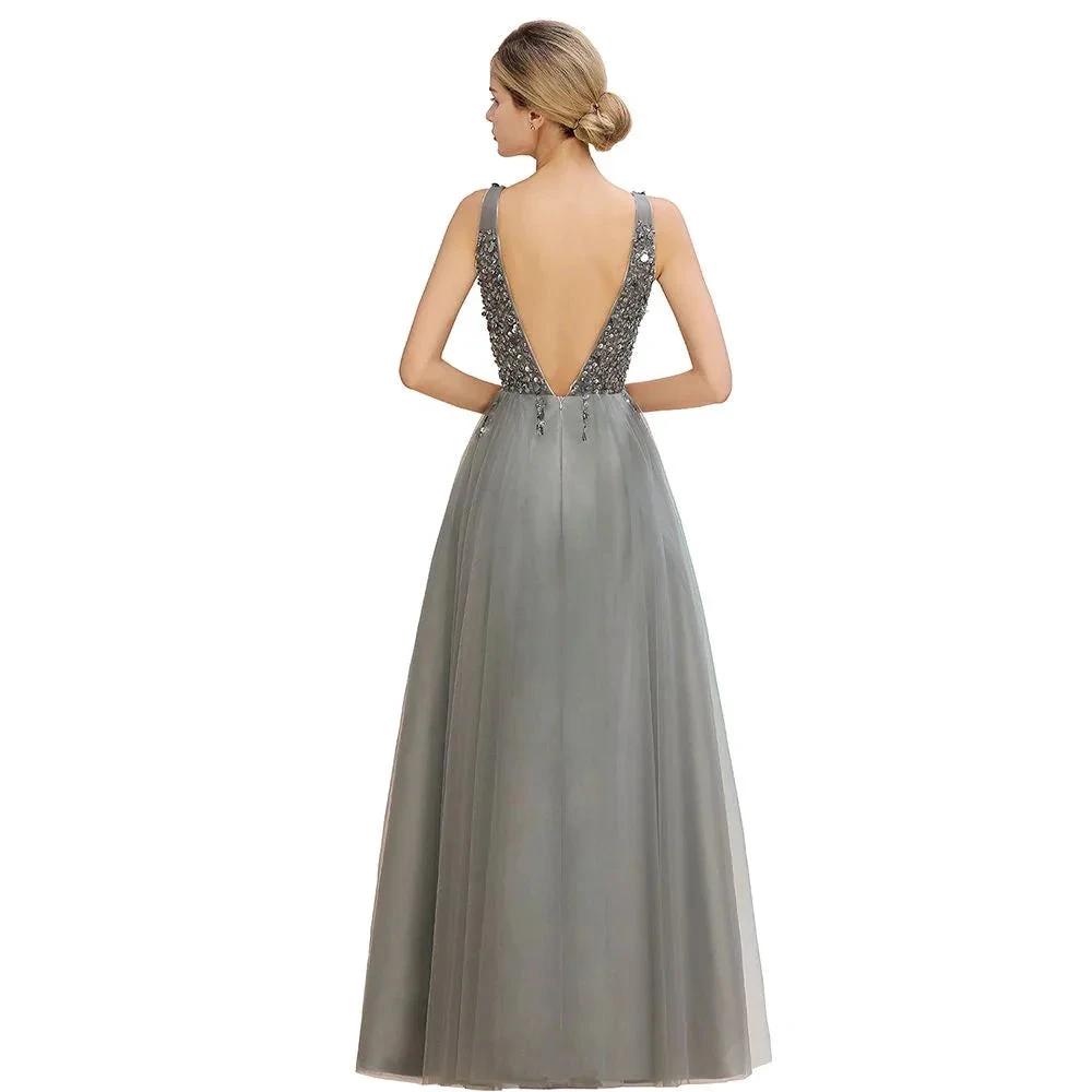 Sparkly Sequins V-Neck Aline Evening Maxi Dress Tulle Prom Dress by misshow.com