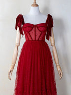 Corset Dotted Tulle Maxi Length Prom Dress by KissProm
