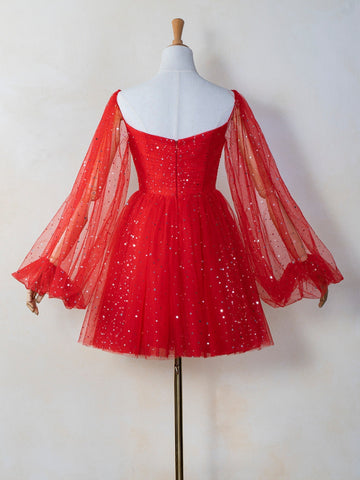 Vestido mini con escote corazón y nubes estrelladas