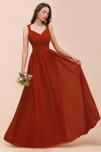 Strap Slim Floor Length Evening Dress for Bride Bridesmaid Dress by misshow.com