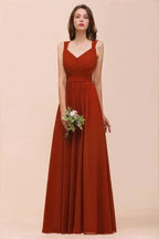 Strap Slim Floor Length Evening Dress for Bride Bridesmaid Dress by misshow.com