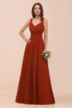 Strap Slim Floor Length Evening Dress for Bride Bridesmaid Dress by misshow.com