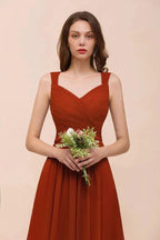 Strap Slim Floor Length Evening Dress for Bride Bridesmaid Dress by misshow.com