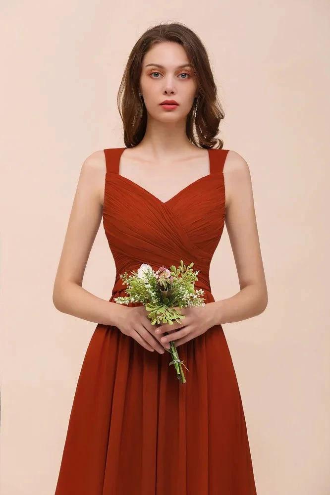 Strap Slim Floor Length Evening Dress for Bride Bridesmaid Dress by misshow.com