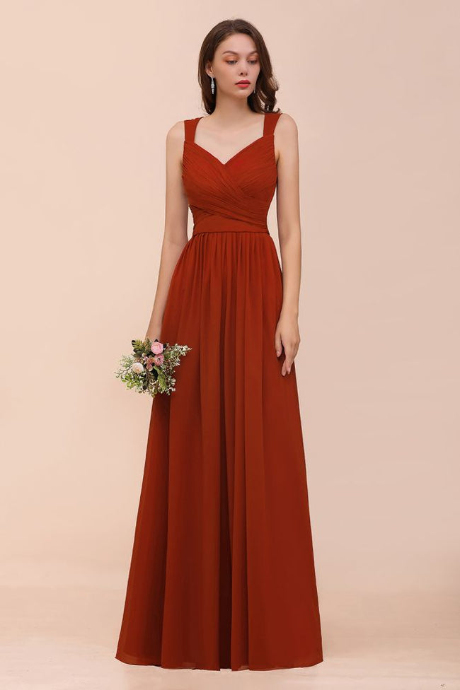 Strap Slim Floor Length Evening Dress for Bride Bridesmaid Dress Hover Image