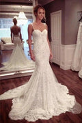 Strap Sweetheart Backless Mermaid Lace Wedding Dress Ball Gown WD026 by pgmdress