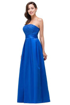 Strapless A-line Lace-up Floor-length Appliques Bridesmaid Dresses by misshow.com
