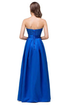 Strapless A-line  Lace-up Floor-length Appliques Bridesmaid Dresses