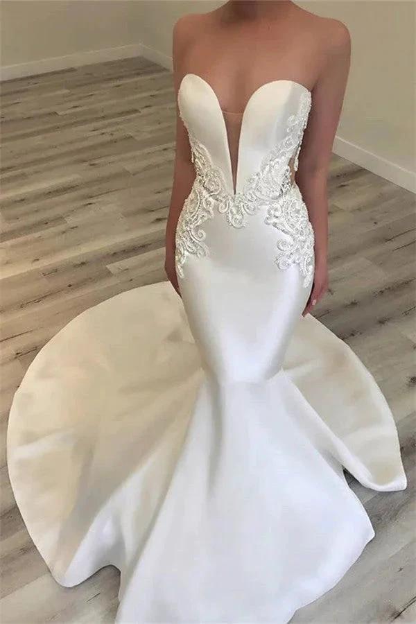 Strapless Appliques Wedding Dress New Arrival Mermaid Dresses for Weddings by misshow.com