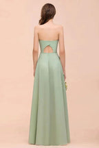 Strapless Chiffon Formal Bridesmaid Dress Elegant Maxi Maid of Honor Dress by misshow.com