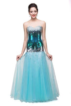 Strapless Floor-length Mermaid Tulle Sequins Porm Dresses by misshow.com